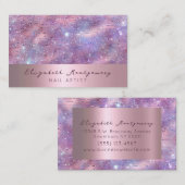 Girly Glitter Lavendar Roos Gold Script Visitekaartje (Voorkant / Achterkant)