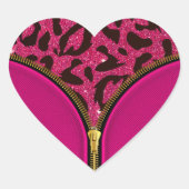 Girly Glitter Leopard Print Hart Sticker (Voorkant)
