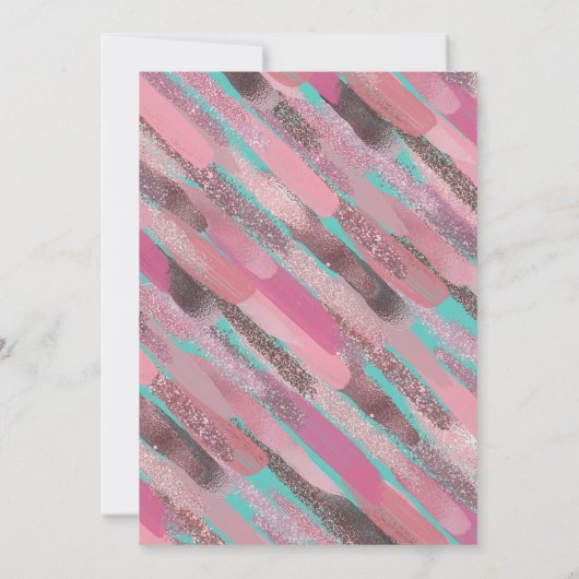 Girly Glitter Paint Brushstroke Roze Blauwgroen Sw Kaart (Achterkant)