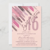 Girly Glitter Paint Brushstrokes Roze Zoet 16 Kaart (Voorkant)