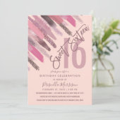 Girly Glitter Paint Brushstrokes Roze Zoet 16 Kaart (Staand voorkant)