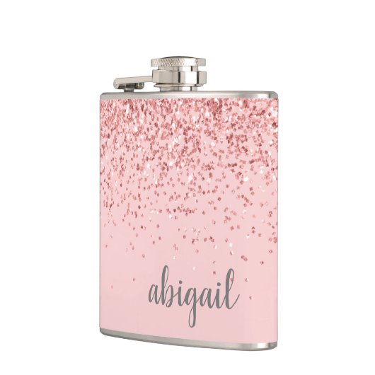 Girly Glitter Personalized Blush Pink Monogram Heupfles (Links)