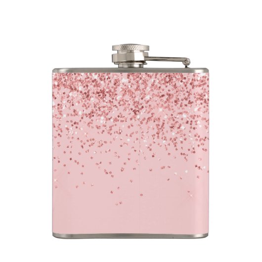 Girly Glitter Personalized Blush Pink Monogram Heupfles (Achterkant)