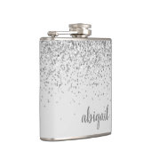 Girly Glitter Persoonlijke Silver Monogram Naam Heupfles (Rechts)