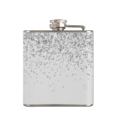 Girly Glitter Persoonlijke Silver Monogram Naam Heupfles (Achterkant)