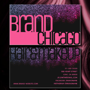 Girly Glitter Pink Rainbow Sparkle Bold Font Glam Visitekaartje