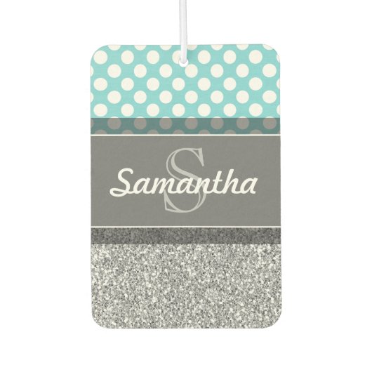 Girly Glitter Print Pattern met aangepaste Monogra Luchtverfrisser (Voorkant)