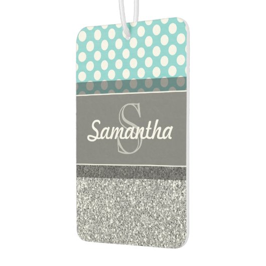 Girly Glitter Print Pattern met aangepaste Monogra Luchtverfrisser (Links)