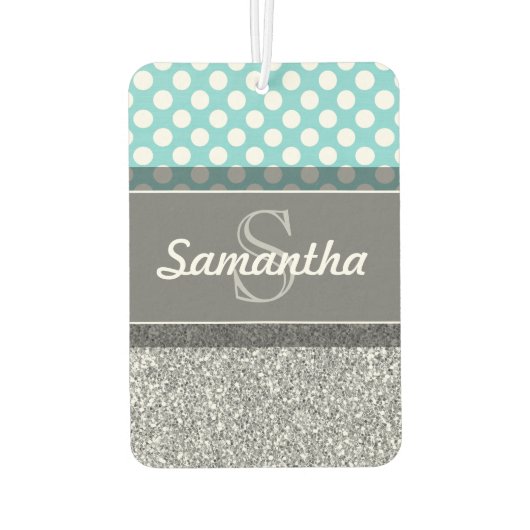 Girly Glitter Print Pattern met aangepaste Monogra Luchtverfrisser (Achterkant)