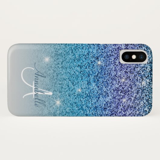 Girly glitter regenboog monogram Case-Mate iPhone case (Achterkant (horizontaal))