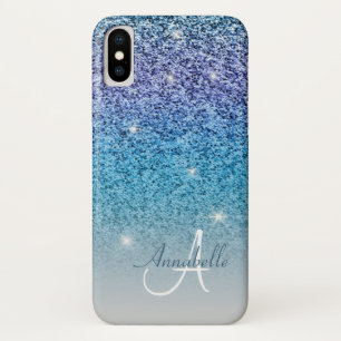 Girly glitter regenboog monogram Case-Mate iPhone case
