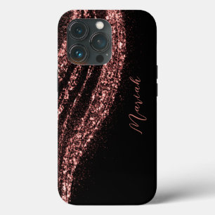 Girly Glitter Roos Gold - Black Sparkle Rainbow Case-Mate iPhone Case