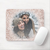 Girly Glitter Roos Gold Photo Template Muismat (Met muis)