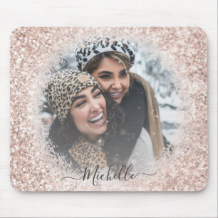 Girly Glitter Roos Gold Photo Template Muismat