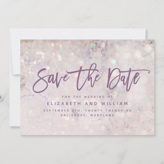 Girly glitter roze chic elegant roos goudbruiloft save the date (Voorkant)