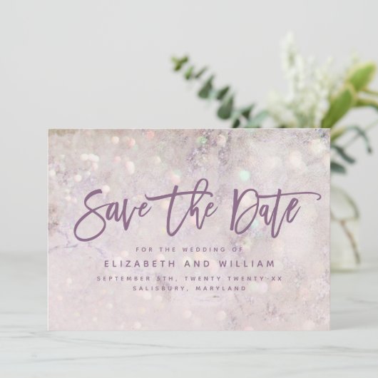Girly glitter roze chic elegant roos goudbruiloft save the date (Staand voorkant)