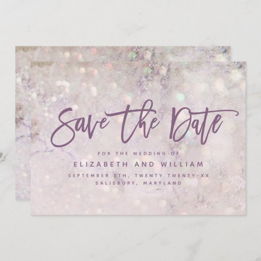Girly glitter roze chic elegant roos goudbruiloft save the date (Voorkant / Achterkant)