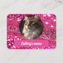 Girly Glitter Roze Custom Visitekaartje Cattery