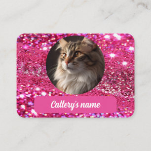 Girly Glitter Roze Custom Visitekaartje Cattery