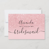 Girly glitter roze ombre script mijn bruidsmeisje kaart (Voorkant)