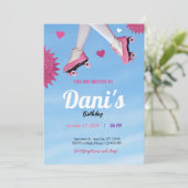 girly glitter roze schattig blauwe hemel verjaarda kaart (Staand voorkant)