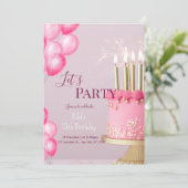 girly glitter roze schattige verjaardag kaart (Staand voorkant)