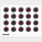 Girly Glitter Roze Zebra Patroon Gepersonaliseerde Ronde Sticker (Vel)