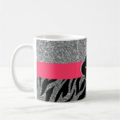 Girly Glitter Silver Pink Zebra Uw Initialen toevo Koffiemok (Links)