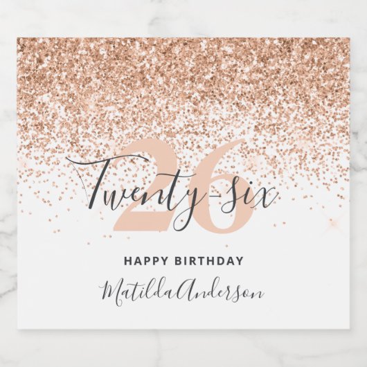 Girly glitter sparkle bewerkbare leeftijd verjaard sparkling wijnetiket (Enkel label)