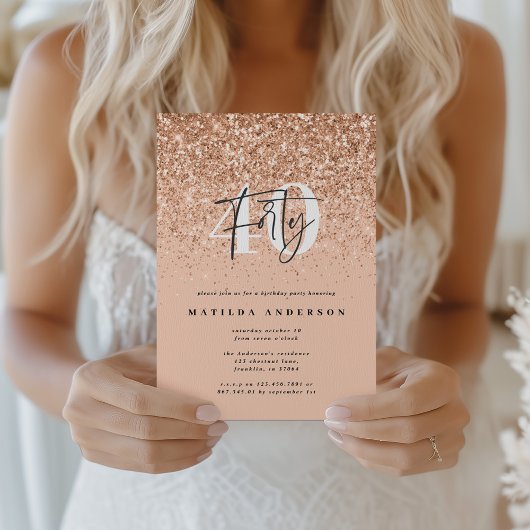 Girly glitter sparkle moderne 40e verjaardag