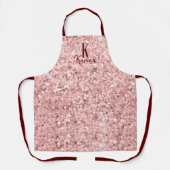 Girly glitter sparkle roos goud roze naam monogram schort (Voorkant)