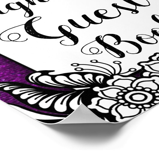 Girly Glitter Sparkles Verjaardag Bruiloft Gastboe Poster (Hoek)