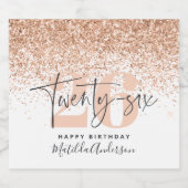 Girly glitter sprankelende moderne 26e verjaardags sparkling wijnetiket (Enkel label)