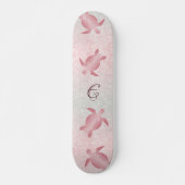 Girly Glitter Turtles Monogram Coastal Persoonlijk Skateboard (Voorkant)