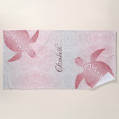 Girly Glitter Turtles Monogram Coastal Strandlaken (Voorkant)