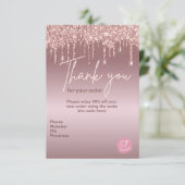 Girly Glitter Zakelijke Marketing Bedankkaart (Staand voorkant)