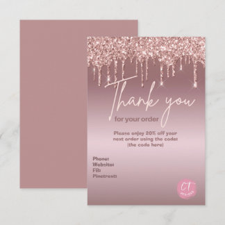 Girly Glitter Zakelijke Marketing Bedankkaart