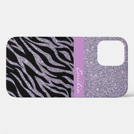 Girly Glitter Zebra Animal Print Patroon Aangepast Case-Mate iPhone Case (Achterkant (horizontaal))