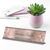 Girly Glittery Faux Roos Gold Foil Bureau Naambordje