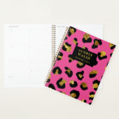 Girly Glittery Gold Fuchsia Leopard Print Luxe Planner (Display)