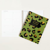 Girly Glittery Gold Green Leopard Print Luxe Planner (Display)