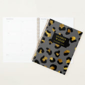 Girly Glittery Gold Grey Leopard Print Luxe Planner (Display)