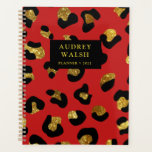 Girly Glittery Gold Red Leopard print Luxe Planner<br><div class="desc">Als je een vrouwelijke baas bent, zijn deze moderne, indrukwekkende glamoureuze planners de perfecte manier om je bedrijf een gedenkwaardige start te geven voor het nieuwe jaar! Moderne, girale animaliseerplanner met digitaal afbeelding van lendafdruk in waterkleur, zwart en glitter goud. Zwarte stripe bekleding. Ideaal voor professionals op het gebied van...</div>