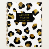 Girly Glittery Gold White leopard print Luxe Planner (Voorkant)