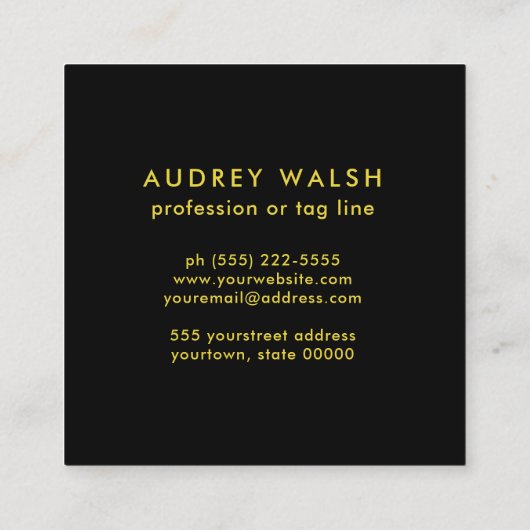 Girly Glittery Gold White leopard print Luxe Vierkante Visitekaartje (Achterkant)