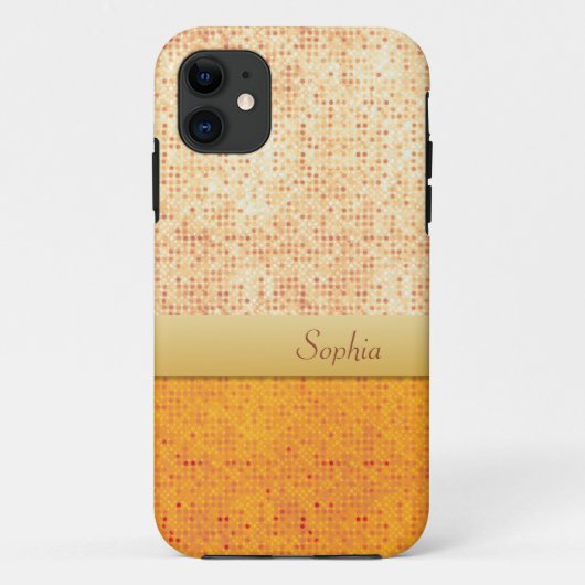 Girly Glittery Oranje Polka Dot iPhone 5 Hoesje (Achterkant)