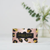 Girly Glittery Roos Gold Leopard print Luxe Visitekaartje (Staand voorkant)