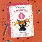 Girly Glittery Roze Sinaasappel Cat Pawty Waterver Kaart