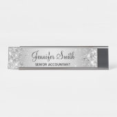 Girly Glittery Silver Gradient Bureau Naambordje (Voorkant)