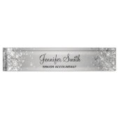 Girly Glittery Silver Gradient Naambordje (Voorkant)